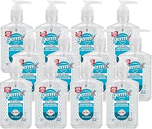 Germ-X Original Hand Sanitizer, Moisturizing Gel with Vitamin E, Instant and No Rinse Formula, Back to School Supplies College, 8 Fl Oz Pump Bottle (Pack of 12)