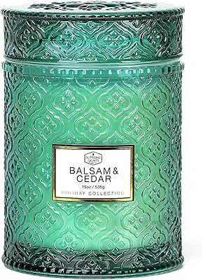 Spring Green Large Candles, Balsam & Cedar Candle, 19oz Large Candles for Home, Scented Candle Gifts for Women,Green Luxury Scented Candles for Women, 88 Hours Burning Time