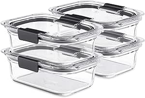 Rubbermaid Brilliance Glass Storage 3.2-Cup Food Containers with Lids