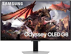 SAMSUNG 32-Inch Odyssey OLED G8 (G80SD) Series 4K UHD Smart Gaming Monitor, 240Hz 0.03ms, G-Sync Compatible, Glare-Free Display, Gaming Hub, Sleek Metal Design, 3 Year Warranty, LS32DG802SNXZA, 2024