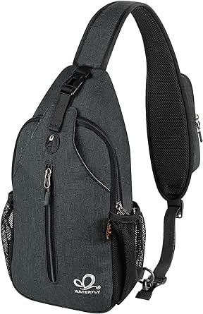 WATERFLY Crossbody Sling Backpack Sling Bag Travel Hiking Chest Bag Daypack