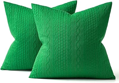 MIULEE Decorative Throw Pillow Covers 20x20 Green Set of 2 Super Soft Modern Embossed Patterned Cushion Covers Farmhouse Pillow Covers for Sofa Livingroom Bed