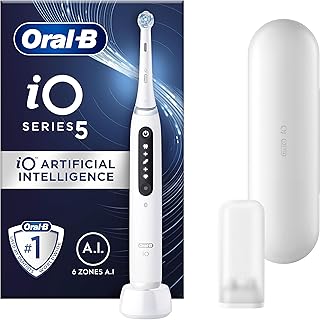 Oral-B iO5 Electric Toothbrush For Adults, 1 Toothbrush Head & Travel Case, 5 Modes With Teeth Whitening, UK 2 Pin Plug, W...