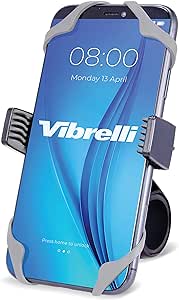 Vibrelli Motorcycle &amp; Bike Phone Mount | Handlebar Phone Holder for Bikes, Bicycles, Scooter, ATV | Fits: iPhone 11, XR, X, XS, 8, 8 Plus, 7, 7 Plus, 6, 6 Plus | Galaxy S10, S9, S8