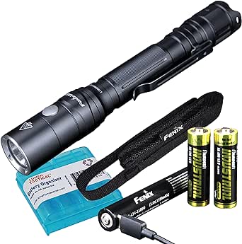 Fenix LD22 v2.0 AA Flashlight, 800 Lumen Rechargeable Penlight for EDC, Compatible with 2X AA Batteries with LumenTac Battery Organizer