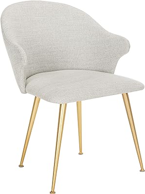 Safavieh Couture Home Edmond Mid-Century Light Grey and Gold Arm Chair
