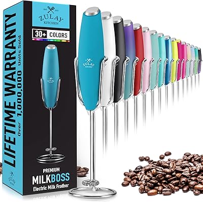 PRO MILK FROTHER WAND - ULTRA HIGH SPEED HANDHELD FROTHER - UPGRADED STAND - Powerful Handheld Mixer with Infinite Uses - Super Instant Electric Foam Maker with Stainless Steel Whisk (Teal)