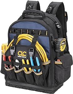 CLC Work Gear PB1133 38 Pocket Molded Base Tool Backpack, Black/Blue