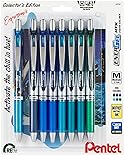 EnerGel RTX Retractable Liquid Gel Pen, Chill Expressions Pack, 0.7mm, Metal Tip, Medium Line,Assorted Ink, Pack of 8 Pens (BL77XCHIBP8M)