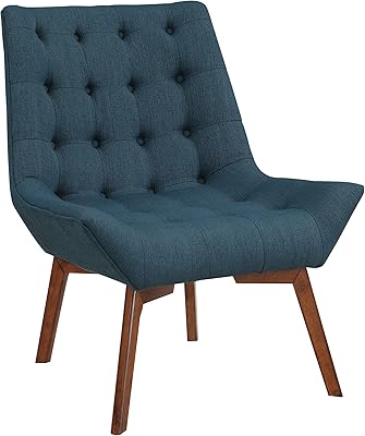 OSP Home Furnishings Shelly Mid-Century Modern Button Tufted Accent Chair with Solid Wood Sculpted Frame