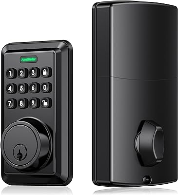 Keyless Entry Door Lock with Keypad - Electronic Keypad Deadbolt - Keyed Entry, Auto Lock, Anti-Peeking Password - Electronic Door Lock - Easy Installation - Matte Black -ApeStellar