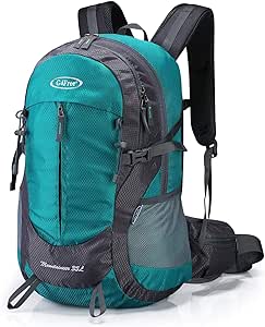 G4Free 35L Hiking Backpack Water Resistant Outdoor Sports Travel Daypack Lightweight with Rain Cover for Women Men (Peacock Green)