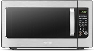 Toshiba ML-EM62P(SS) Large Countertop Microwave with Smart Sensor, 6 Menus, Auto Defrost, ECO Mode, Mute Option & 16.5" Position Memory Turntable, 2.2 Cu Ft, 1200W, Stainless Steel