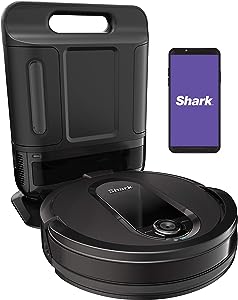 Shark IQ Robot Vacuum with Self-Empty Base Powerful Suction Wi-Fi Voice Command Total Home Mapping Perfect for Pets 0.17-Quarts Dust Cup Capacity Black (AV1002AE)