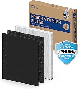 COWAY AP-1512HH &amp; 200M Air Purifier Filter Replacement, Fresh Starter Pack, 2 Fresh Starter Deodorization Filters and 1 True HEPA Filter, 1 Pack, Black