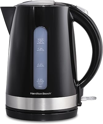 Hamilton Beach Electric Tea Kettle, Water Boiler & Heater, 1.7 L, Cordless, Auto-Shutoff & Boil-Dry Protection, Black (41010)