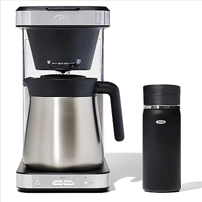 OXO Brew 8 Cup Coffee Maker, Stainless Steel 16 Oz Thermal Mug With SimplyClean Lid