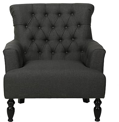 Christopher Knight Home Byrnes Fabric Club Chair, Dark Gray 33.5D x 33.75W x 37.25H in