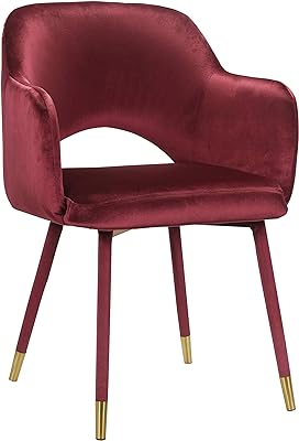 Acme Applewood Velvet Upholstered Accent Chair in Bordeaux Red and Gold