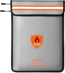 Fireproof Bag for Documents, Fireproof Money Bag for Cash with Zipper (Reinforced Fire Protection - Aluminum Foil Lining), Waterproof Document Pouch for Valuables