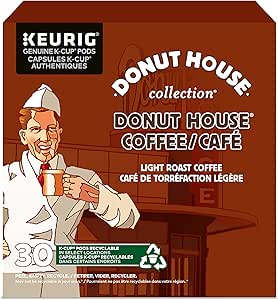 Donut House Collection Light Roast K-Cup Coffee Pods, 30 Count For Keurig Coffee Makers