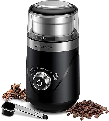 SHARDOR Adjustable Coffee Bean Grinder Electric, Herb/Spice Grinder, Espresso Grinder with 1 Removable Stainless Steel Bowl, Black