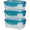 Amazon Basics - Ensemble de 3 récipients hermétiques pour aliments, 3 pièces de 0,6 litre - Bleu clair