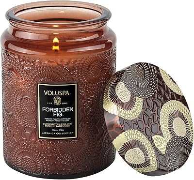 Voluspa Forbidden Fig Candle, 18 oz, Coconut Wax Blend, Scented Candles for Home, 100 Hour Burn Time, Candle Jars