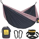 Wise Owl Outfitters Hammock for Camping Double Hammocks Gear for The Outdoors Backpacking Survival or Travel - Portable Lightweight Parachute Nylon DO Charcoal Rose