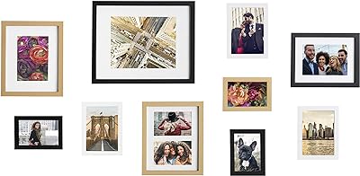 Kate and Laurel Gallery Modern Glam Frame Set, Set of 10, Black, White, and Gold
