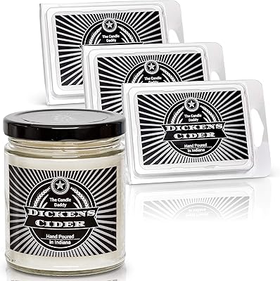 Dickens Cider Combo- Funny Apple Maple Bourbon- 1 x 6 oz Candles- 3 x 2 oz Wax Melts