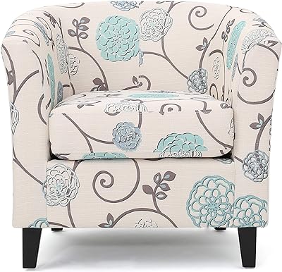 Christopher Knight Home Preston Fabric Club Chair, White / Blue