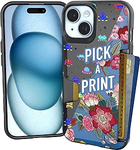 Smartish iPhone 15 Wallet Case - Wallet Slayer Vol. 1 [Slim + Protective] Credit Card Holder - Drop Tested Hidden Card Slot Cover Compatible with Apple iPhone 15 - Custom Prints