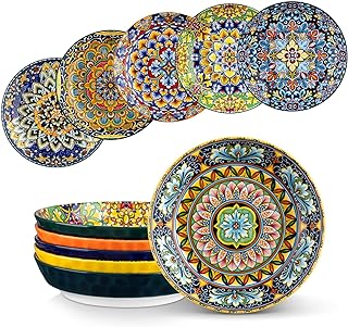 vancasso SIMI Pasta Bowls, 32 oz Porcelain Salad Bowls Set of 6, Large Corlorful Serving Bowls for Kitchen, Dishwasher & M...