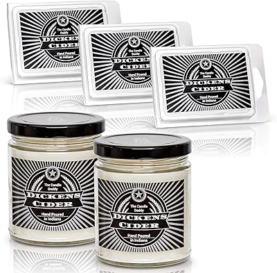 Dickens Cider Combo- Funny Apple Maple Bourbon- 2 x 6 oz Candles- 3 x 2 oz Wax Melts