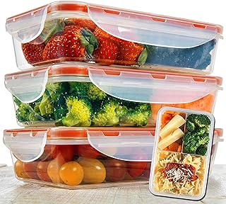 Bento Lunch boîte 3pcs set 24oz-Récipients pour préparation de repas au micro-ondes - Sans fuite - Contenants pour aliment...