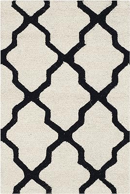 SAFAVIEH Cambridge Collection 2' x 3' Ivory / Black CAM121W Handmade Trellis Premium Wool Accent Rug