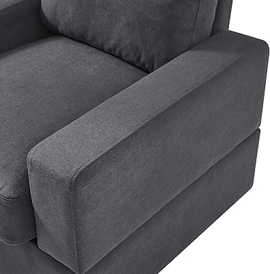 COULDWILL Swivel Arm Chair 360 Degree Swivel Accent Chair Upholstered Living Room Leisure Chair for Apartment, Bedroom, Dark Gray