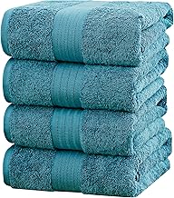 Easytry Premium 100% Cotton Bath Towels Set - 4 Pack 68x137cm 600GSM Softness and Absorbency Bathroom Towels for Spa, Hote...