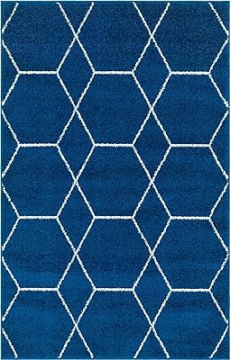 Unique Loom Trellis Frieze Collection Area Rug - Geometric (2' x 3' 1", Navy Blue/ Ivory)