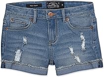 Lucky Brand Girls' Cuffed Jean Shorts, Stretch Denim with 5 pockets, Mid to High Rise Waist, Ronnie Ada, 8