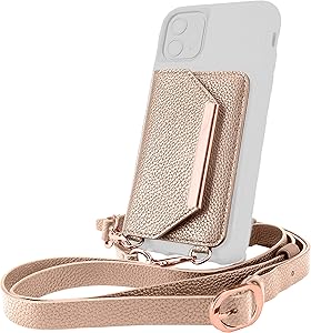 Smartish Stick-on Crossbody Wallet - Dancing Queen Side Piece [Purse/Clutch with Detachable Strap &amp; Card Holder] Universal Fit for iPhone &amp; Android Phones - Rosé All Day