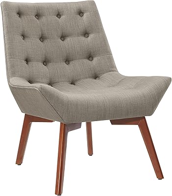 Linon Dolphin Grey Augusta Tufted Accent Chair, 19.88" Seat Height