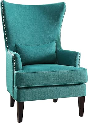 Homelegance Avina Fabric Wingback Chair, Teal