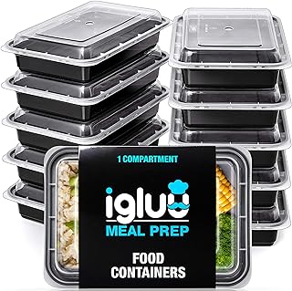 Igluu Meal Prep - [Lot de 10] Boîtes alimentaires rectangulaires pour préparation des repas - Réutilisables, sans BPA - Co...