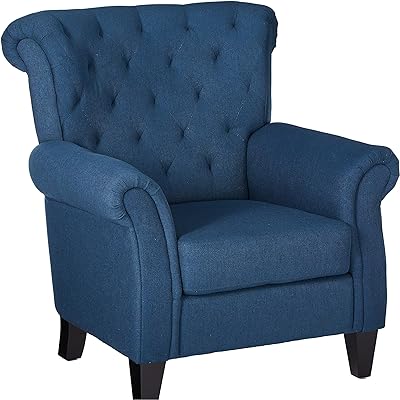 Christopher Knight Home Merritt Fabric Tufted Chair, Dark Blue Dimensions: 37.00”D x 35.25”W x 38.00”H