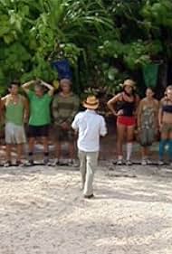 Sundra Oakley, Jonathan Penner, Jeff Probst, Jessica Smith, Nate Gonzalez, Candice Cody, Adam Gentry, Jenny Guzon-Bae, Cecilia Mansilla, Cristina Coria, Brad Virata, Parvati Shallow, and J.P. Calderon in Survivor (2000)