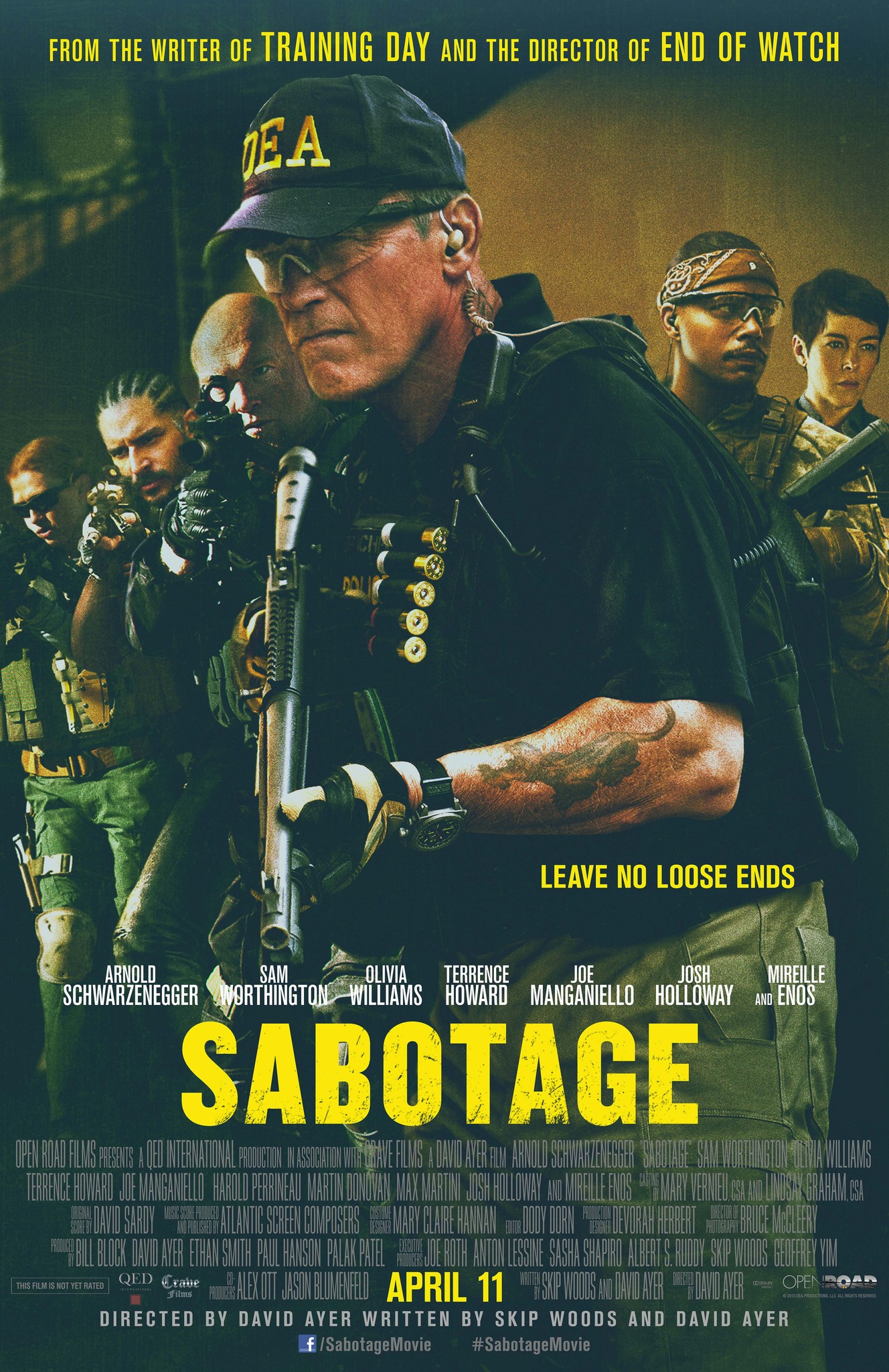 Arnold Schwarzenegger, Terrence Howard, Mireille Enos, Joe Manganiello, Olivia Williams, and Sam Worthington in Sabotage (2014)