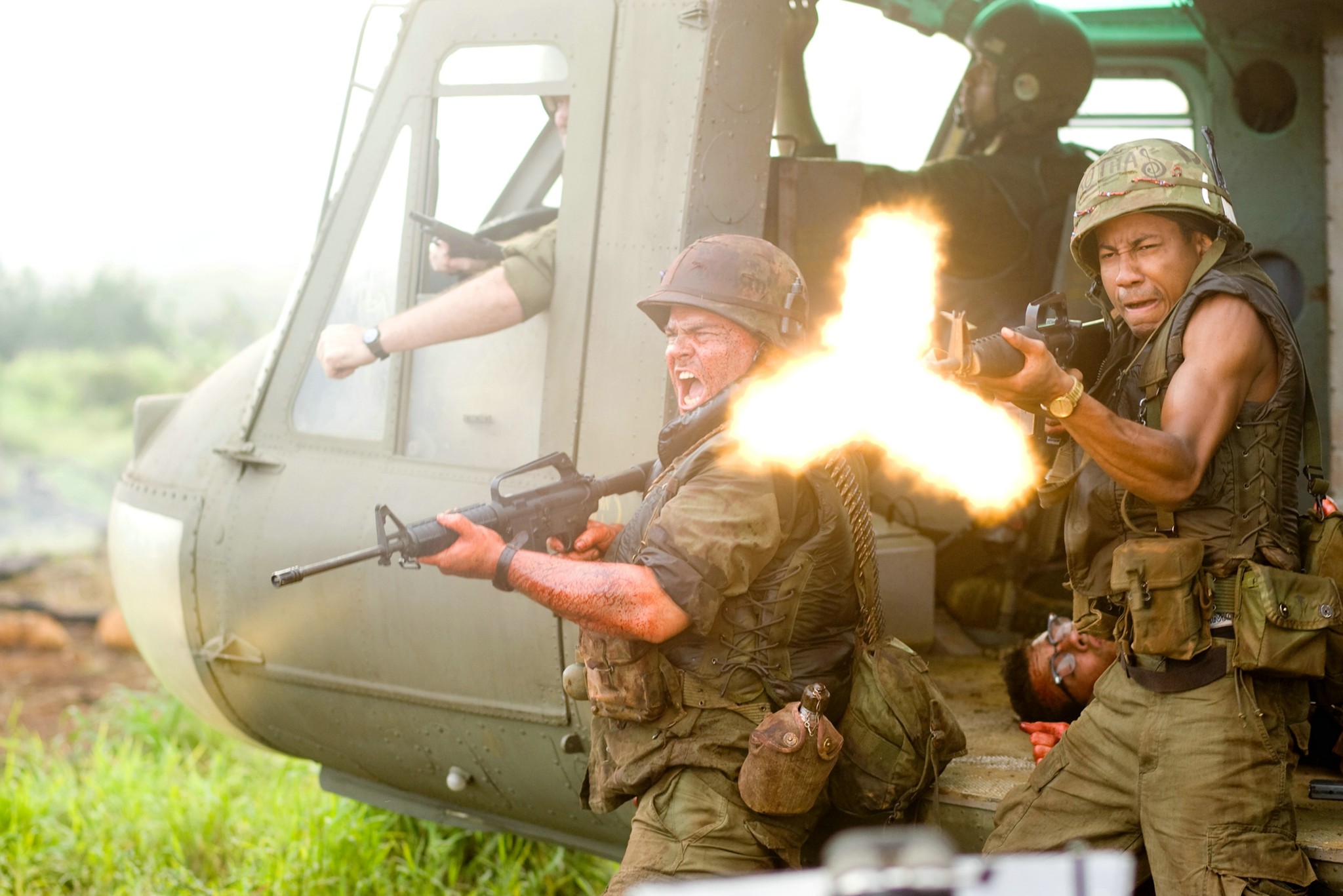 Jack Black and Brandon T. Jackson in Tropic Thunder (2008)