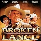 Spencer Tracy, Robert Wagner, Richard Widmark, and Jean Peters in Broken Lance (1954)